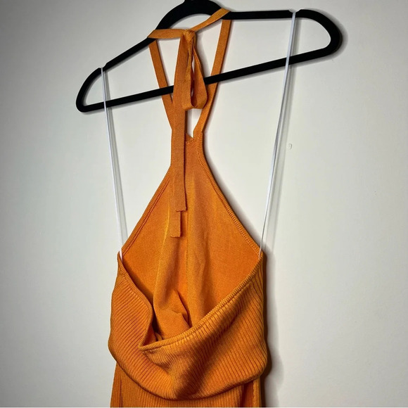 NWT CULT GAIA Cameron Apricot Halter Style Cutout Knotted Knit Summer Midi Dress - Picture 12 of 15